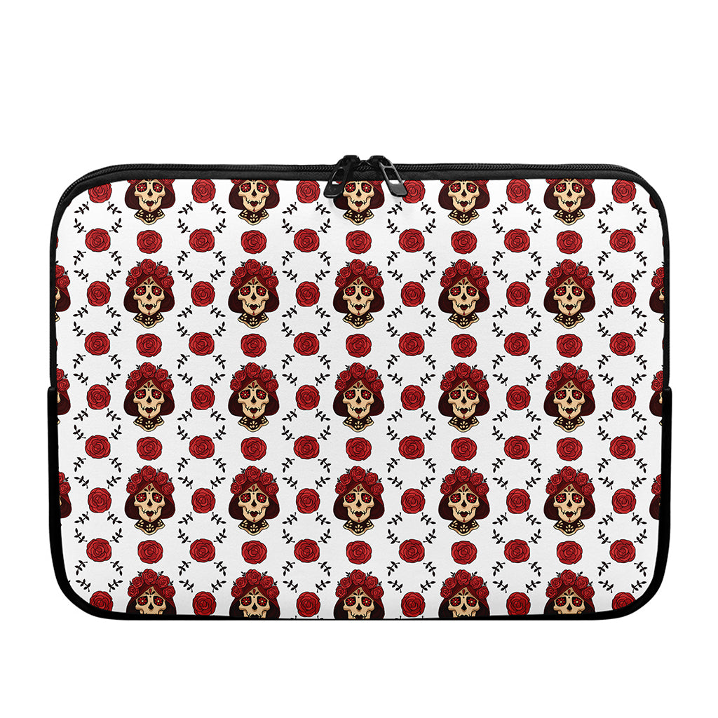 Calavera Girl Skull Pattern Print Laptop Sleeve