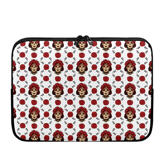 Calavera Girl Skull Pattern Print Laptop Sleeve