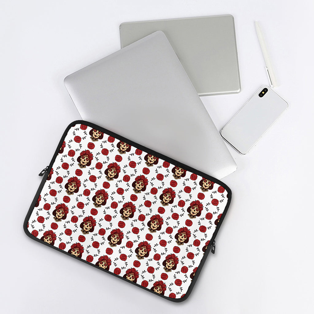 Calavera Girl Skull Pattern Print Laptop Sleeve