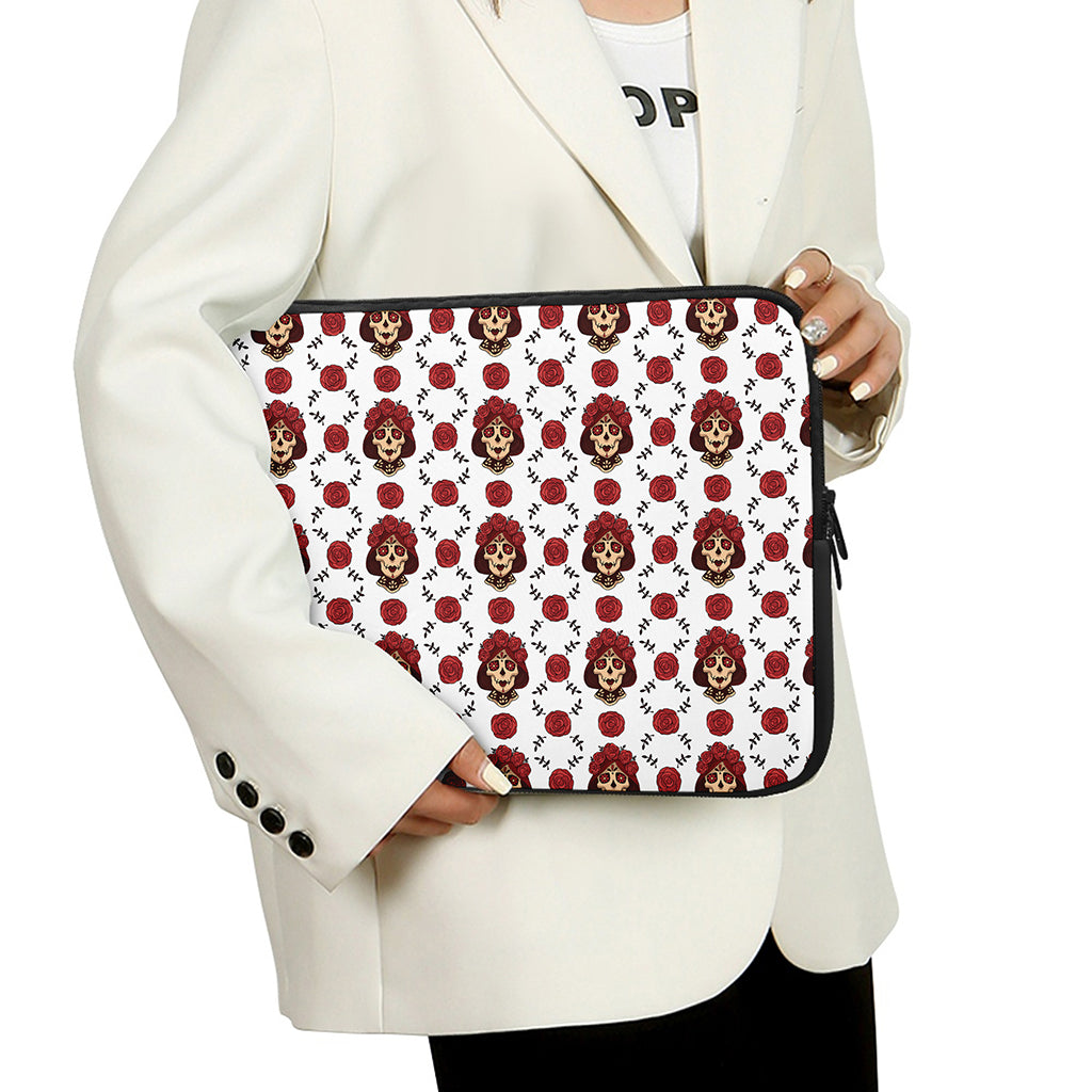 Calavera Girl Skull Pattern Print Laptop Sleeve
