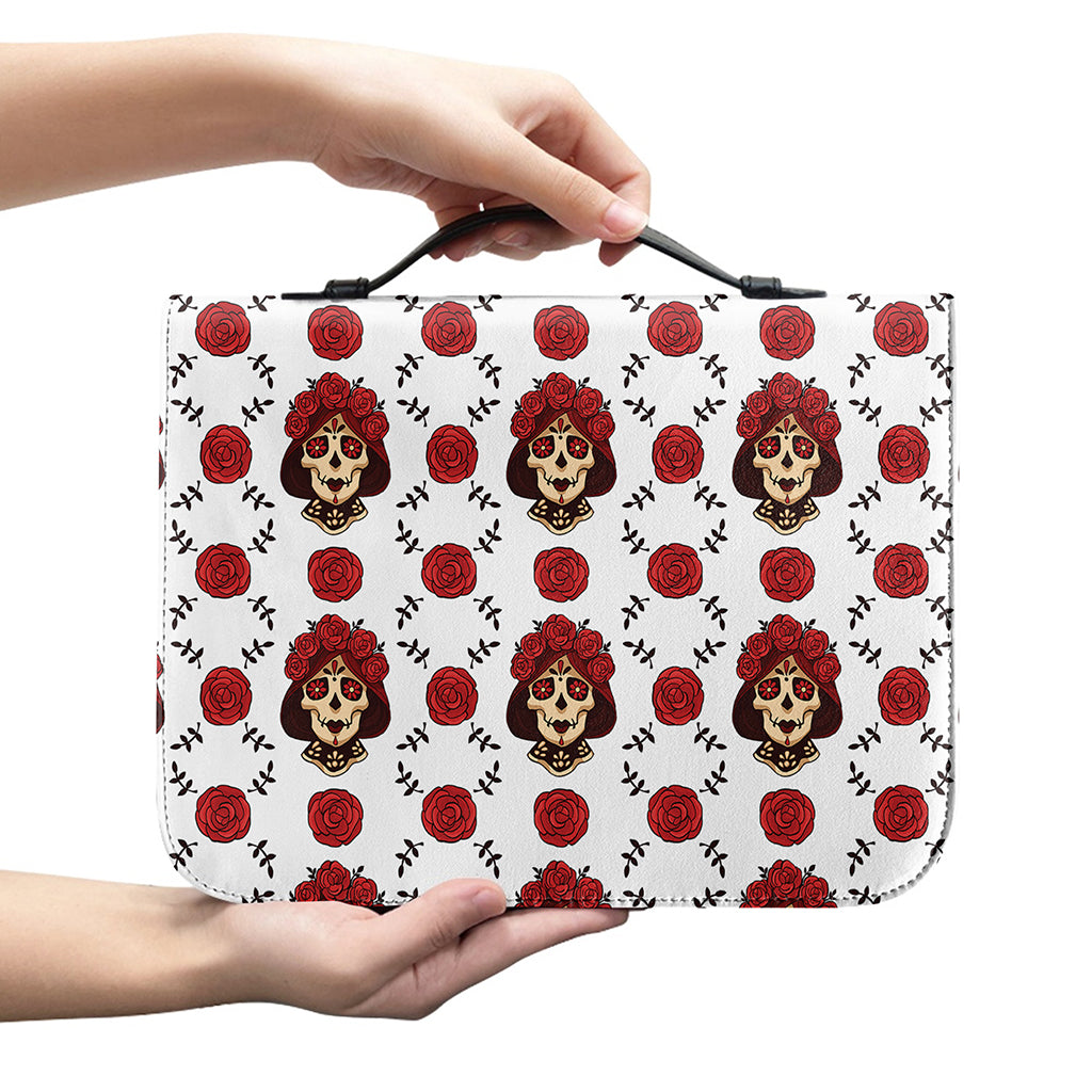 Calavera Girl Skull Pattern Print Leather Bible Cover