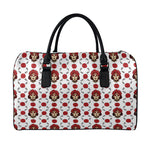 Calavera Girl Skull Pattern Print Leather Duffle Bag