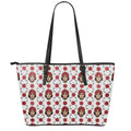 Calavera Girl Skull Pattern Print Leather Tote Bag With Zipper