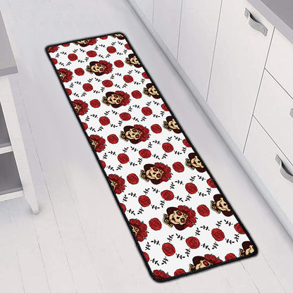 Calavera Girl Skull Pattern Print Long Kitchen Mat
