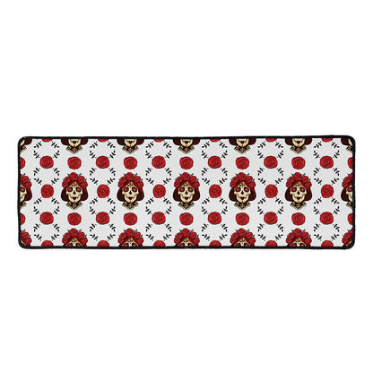 Calavera Girl Skull Pattern Print Long Kitchen Mat