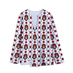 Calavera Girl Skull Pattern Print Long Sleeve Short Coat