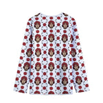 Calavera Girl Skull Pattern Print Long Sleeve Short Coat