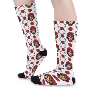 Calavera Girl Skull Pattern Print Long Socks