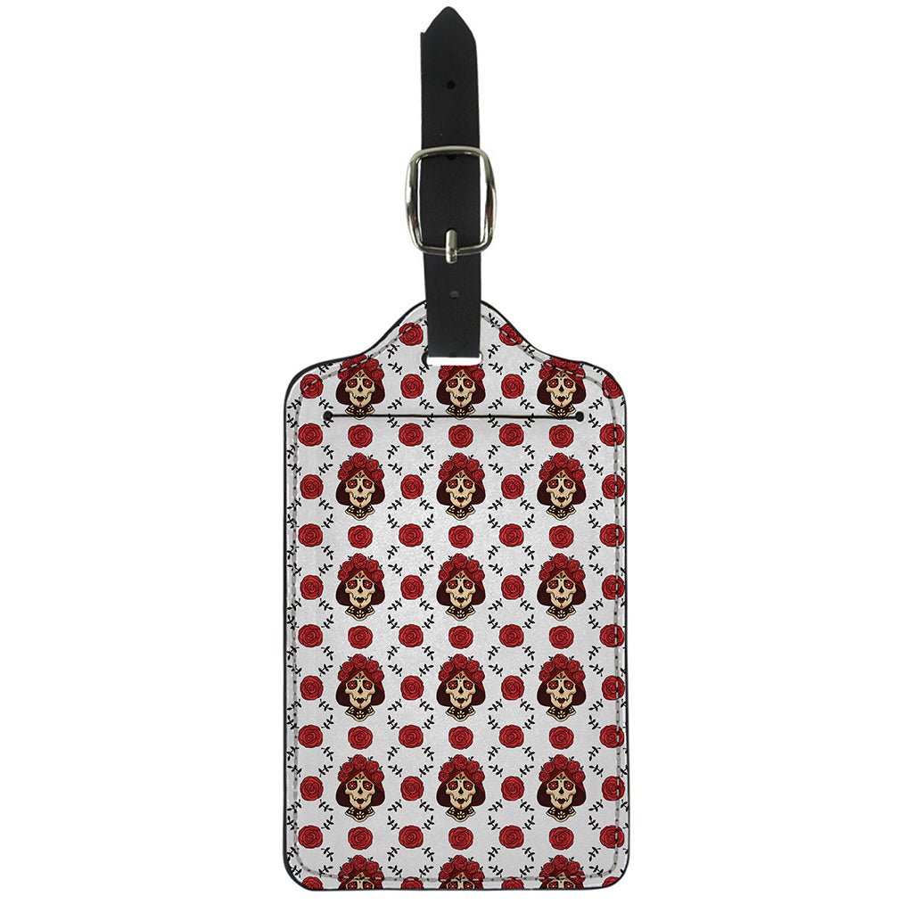 Calavera Girl Skull Pattern Print Luggage Tag