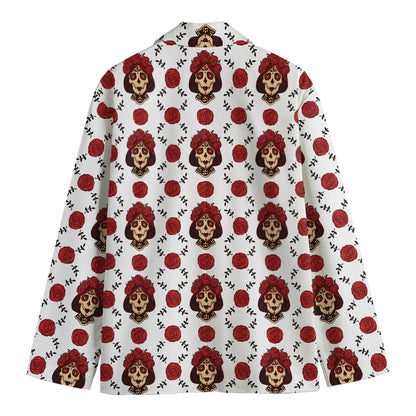 Calavera Girl Skull Pattern Print Men's Blazer