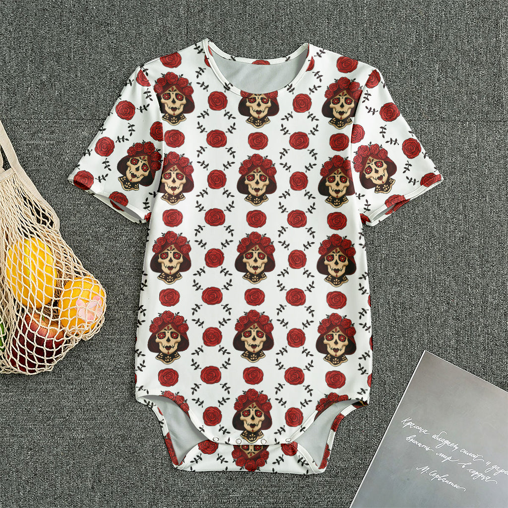 Calavera Girl Skull Pattern Print Men's Bodysuit