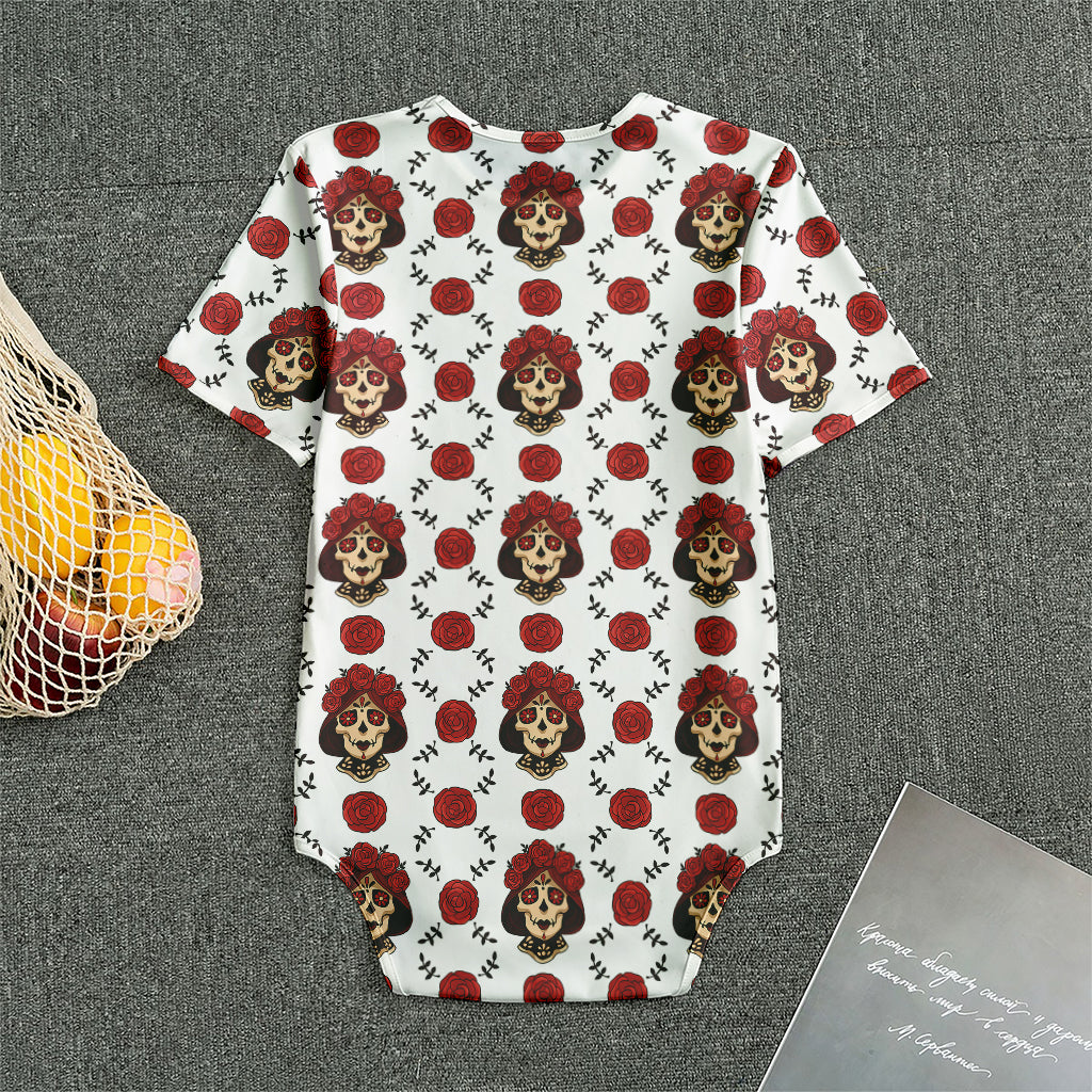 Calavera Girl Skull Pattern Print Men's Bodysuit