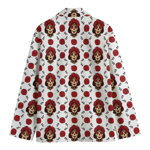 Calavera Girl Skull Pattern Print Men's Cotton Blazer