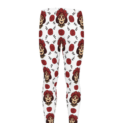 Calavera Girl Skull Pattern Print Men's leggings