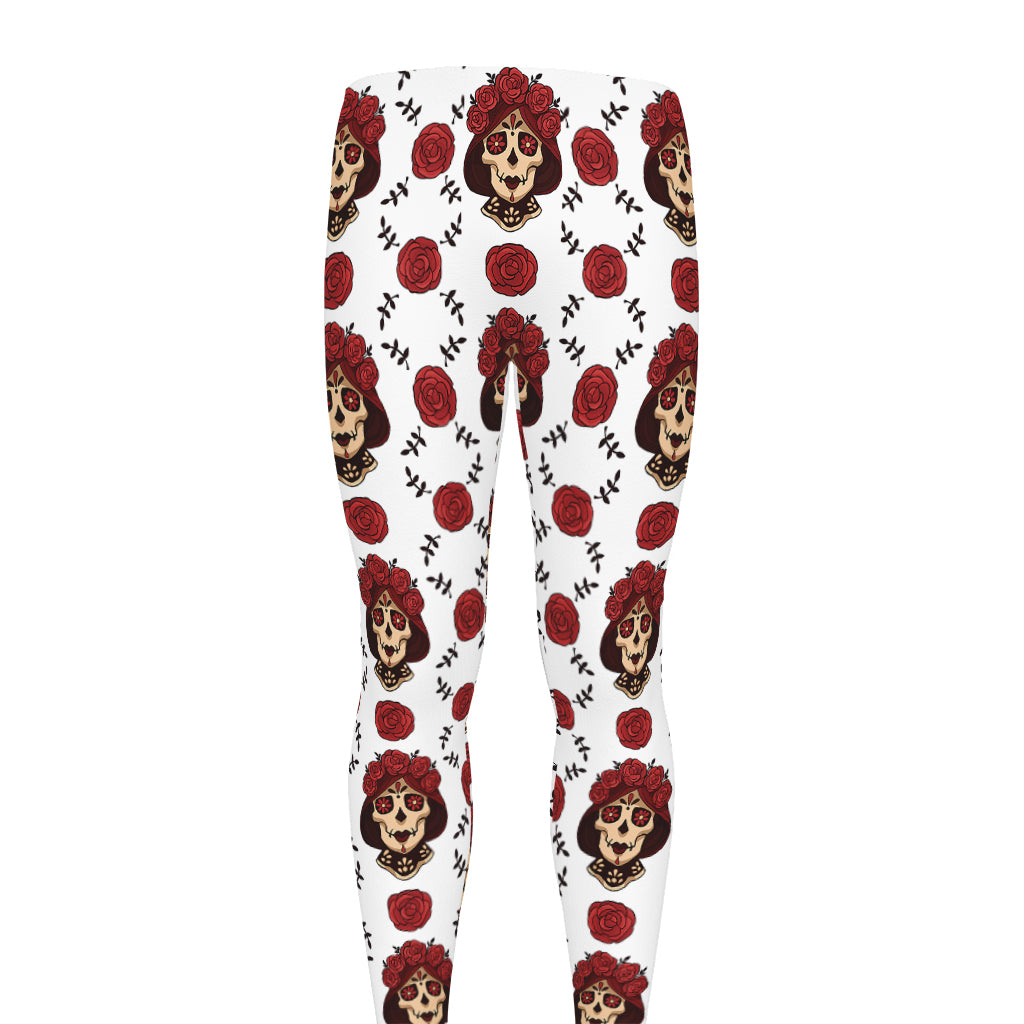 Calavera Girl Skull Pattern Print Men's leggings