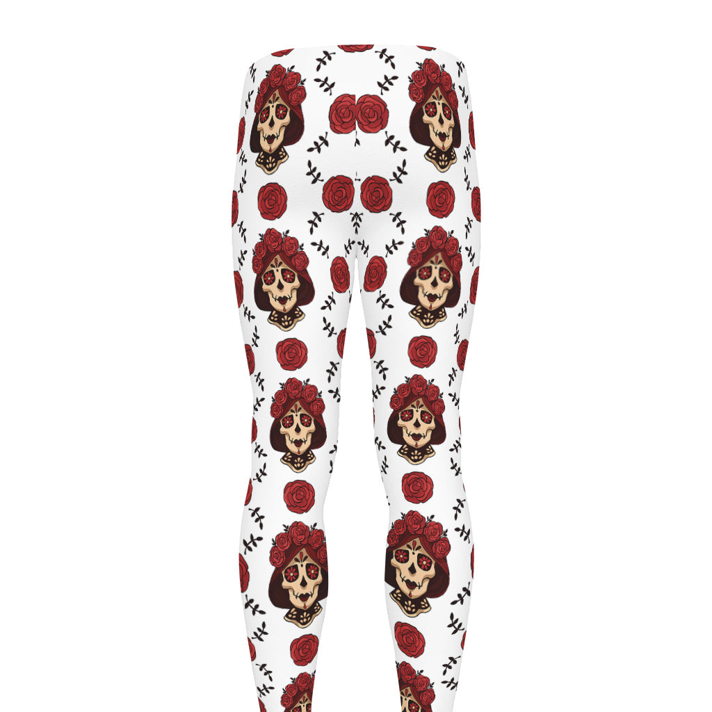 Calavera Girl Skull Pattern Print Men's leggings