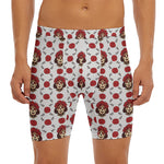 Calavera Girl Skull Pattern Print Men's Long Boxer Briefs
