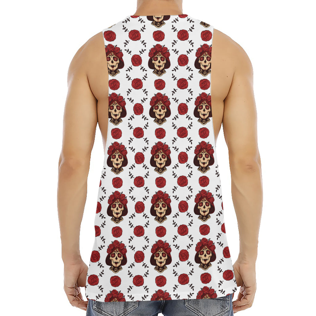 Calavera Girl Skull Pattern Print Men's Muscle Tank Top