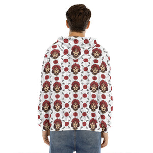 Calavera Girl Skull Pattern Print Men's Velvet Pullover Hoodie