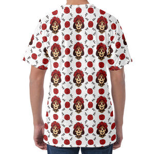 Calavera Girl Skull Pattern Print Men's Velvet T-Shirt