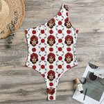 Calavera Girl Skull Pattern Print One Shoulder Bodysuit