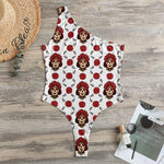 Calavera Girl Skull Pattern Print One Shoulder Bodysuit