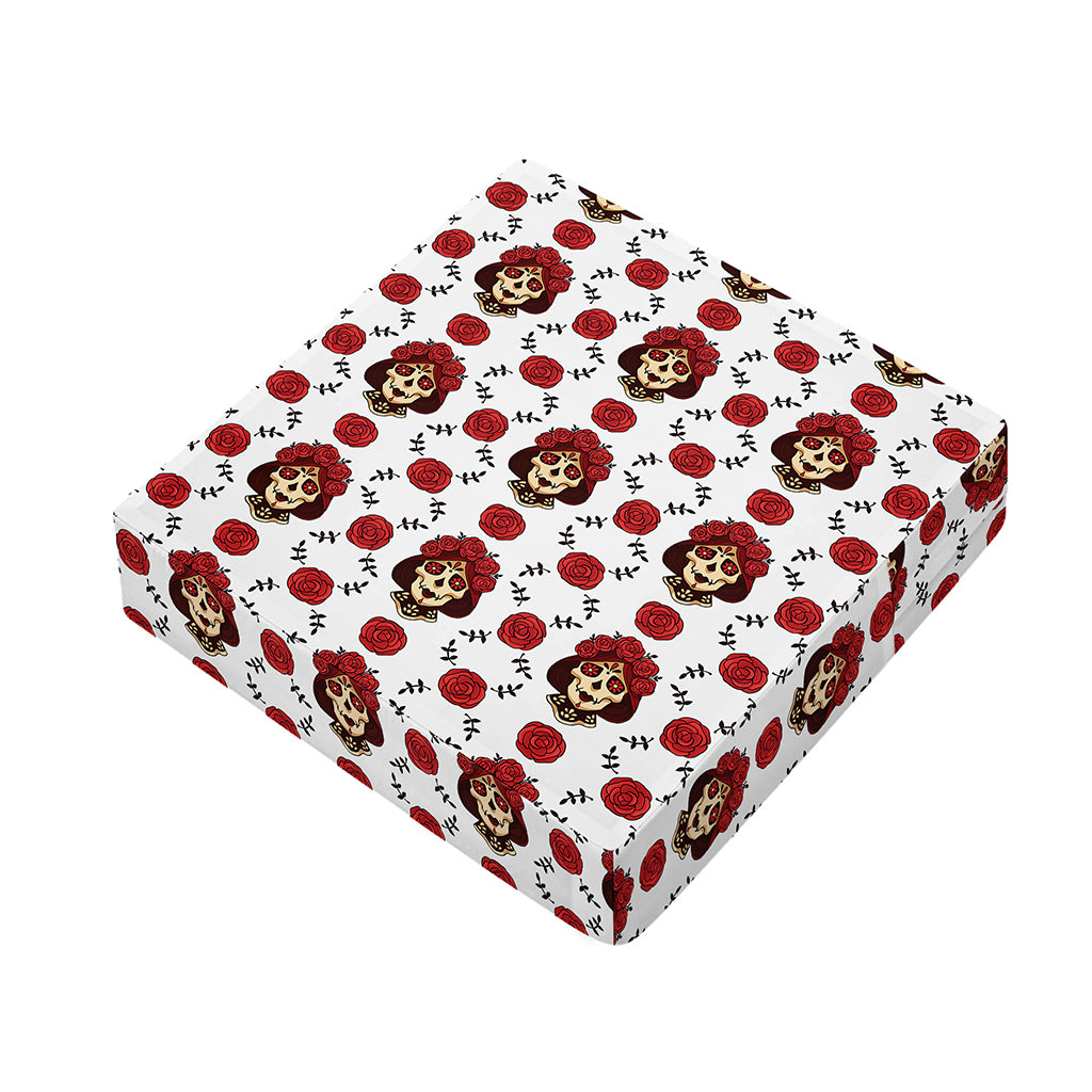 Calavera Girl Skull Pattern Print Outdoor Seat Cushion Cover