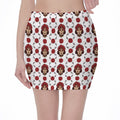 Calavera Girl Skull Pattern Print Pencil Mini Skirt