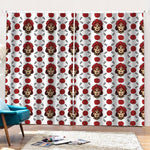 Calavera Girl Skull Pattern Print Pencil Pleat Curtains