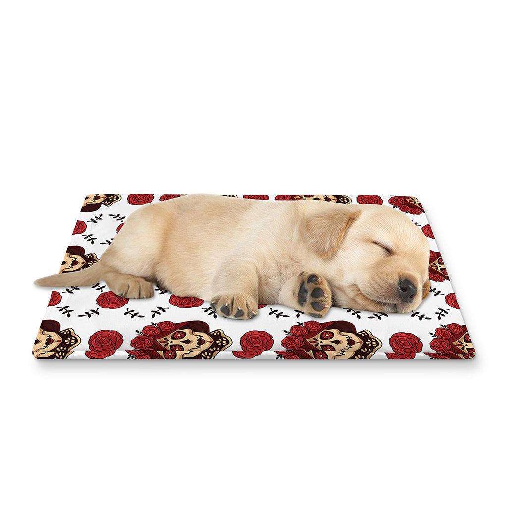 Calavera Girl Skull Pattern Print Pet Cooling Mat Cover