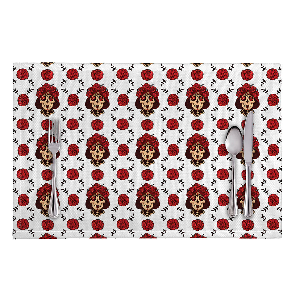 Calavera Girl Skull Pattern Print Placemat