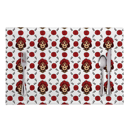 Calavera Girl Skull Pattern Print Placemat