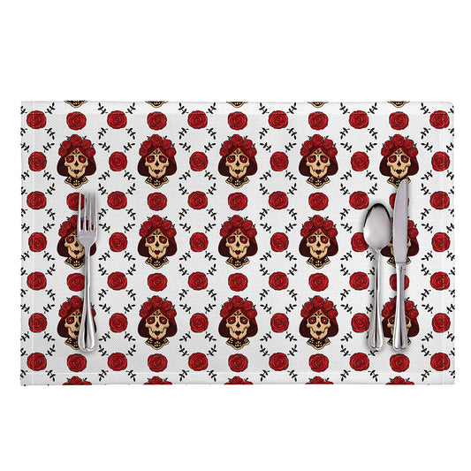 Calavera Girl Skull Pattern Print Placemat