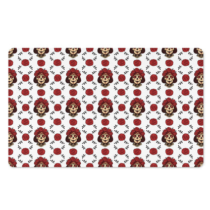 Calavera Girl Skull Pattern Print Polyester Doormat