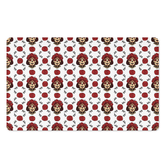 Calavera Girl Skull Pattern Print Polyester Doormat