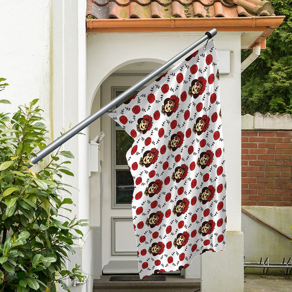 Calavera Girl Skull Pattern Print Polyester Flag