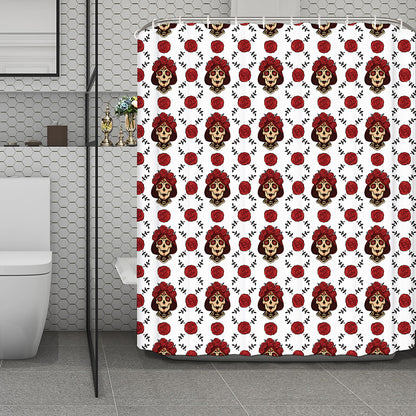 Calavera Girl Skull Pattern Print Polyester Shower Curtain