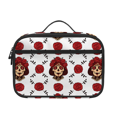 Calavera Girl Skull Pattern Print Portable Lunch Bag