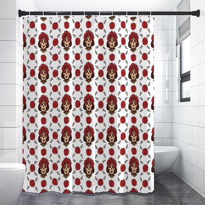 Calavera Girl Skull Pattern Print Premium Shower Curtain
