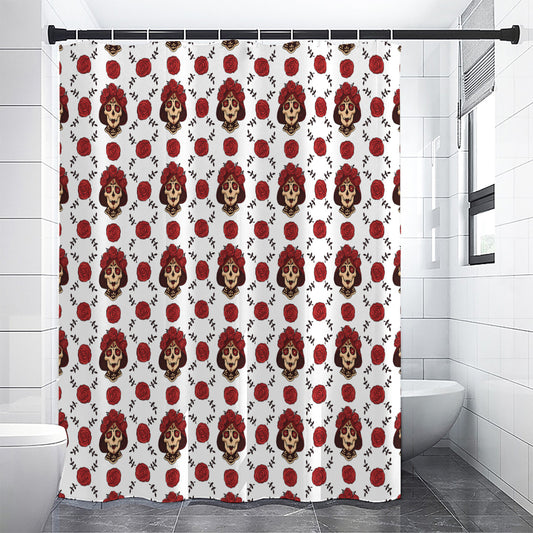 Calavera Girl Skull Pattern Print Premium Shower Curtain
