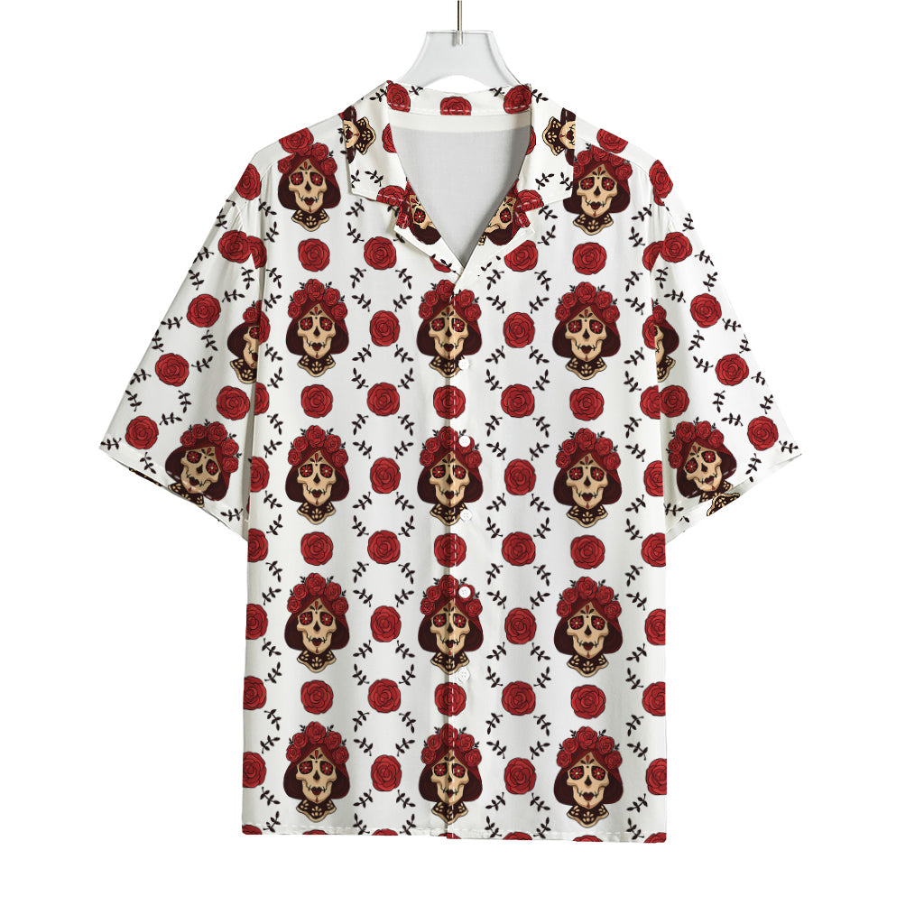 Calavera Girl Skull Pattern Print Rayon Hawaiian Shirt