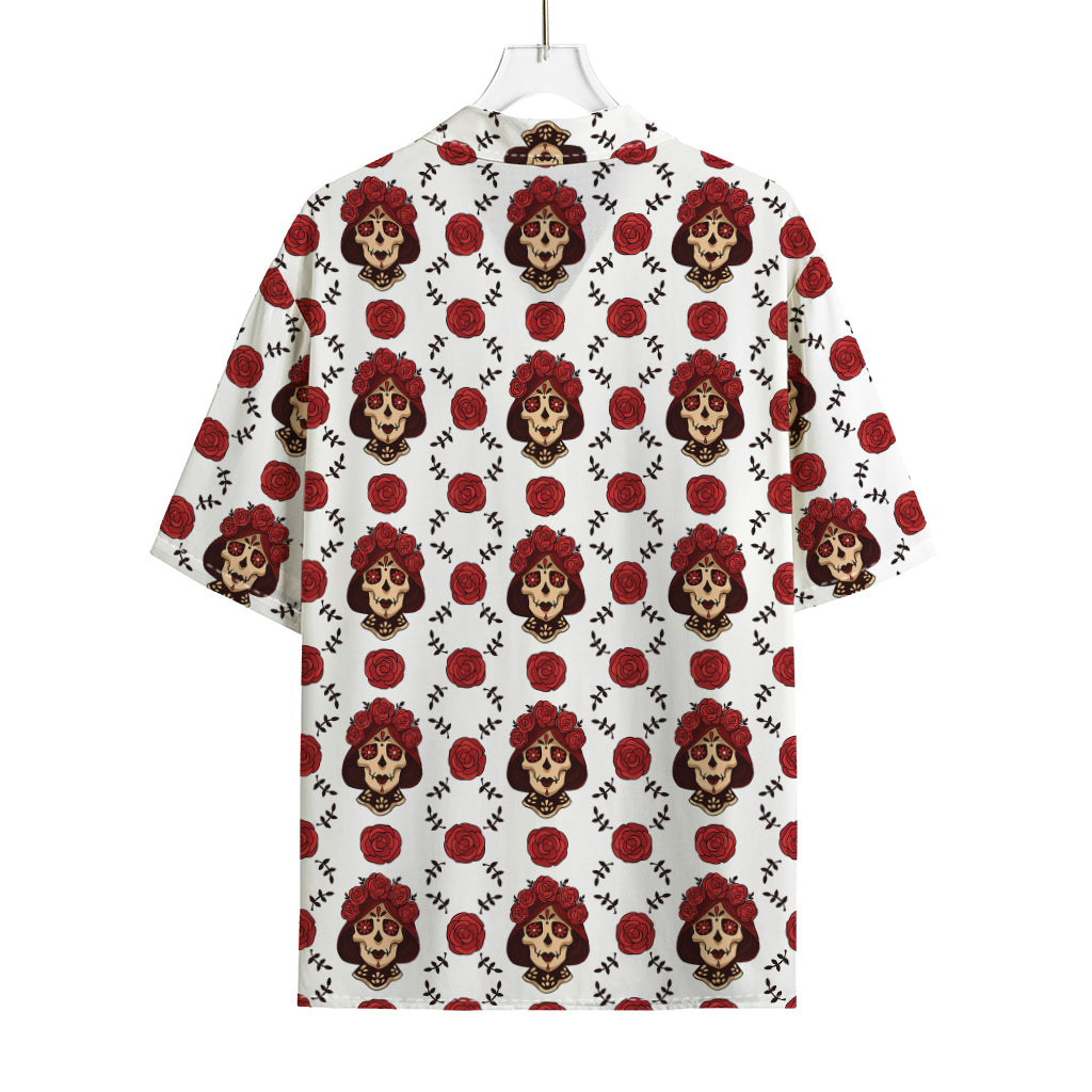 Calavera Girl Skull Pattern Print Rayon Hawaiian Shirt