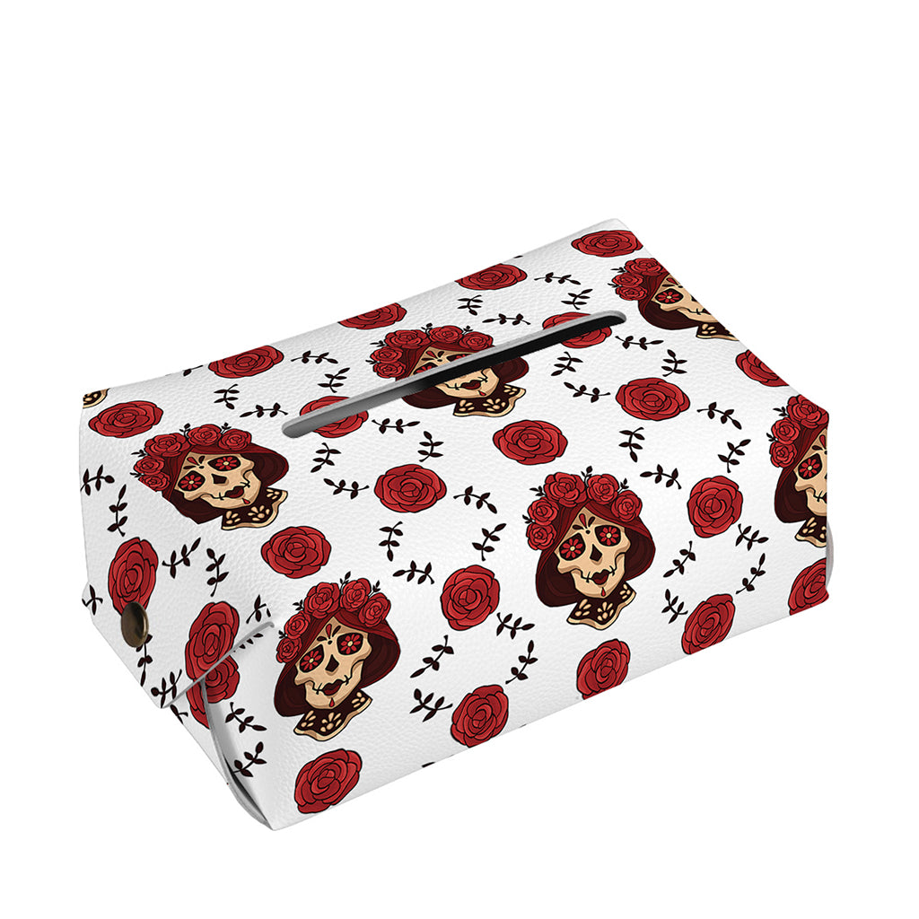 Calavera Girl Skull Pattern Print Rectangle Tissue Box Cover