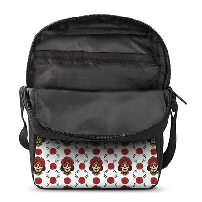Calavera Girl Skull Pattern Print Rectangular Crossbody Bag
