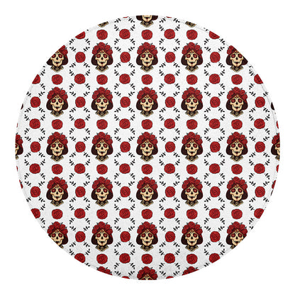 Calavera Girl Skull Pattern Print Round Blanket