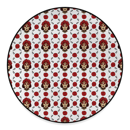 Calavera Girl Skull Pattern Print Round Floor Mat