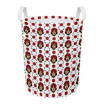 Calavera Girl Skull Pattern Print Round Laundry Basket