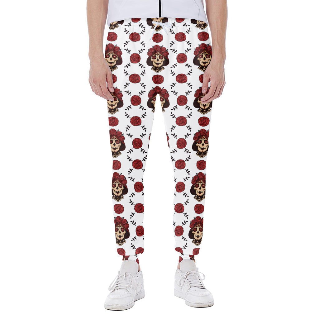 Calavera Girl Skull Pattern Print Scuba Joggers