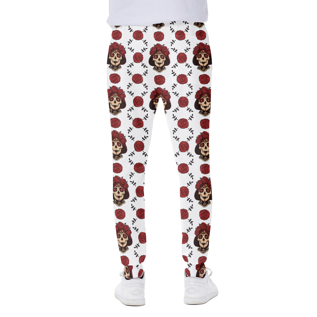 Calavera Girl Skull Pattern Print Scuba Joggers