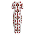 Calavera Girl Skull Pattern Print Short Sleeve Long Nightdress